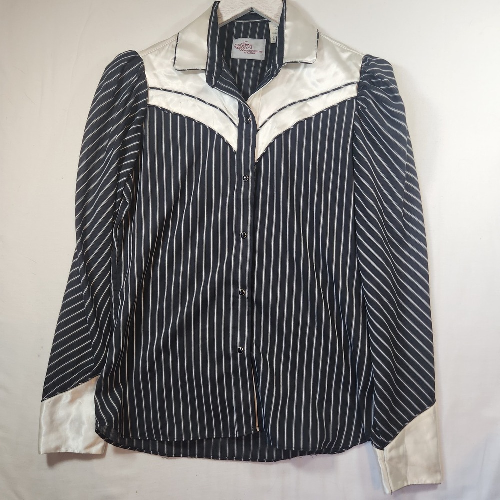 Vintage Kenny Rogers Western Collection Karman Striped Satin Yoke Shirt 9/10